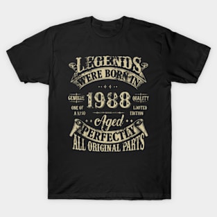 36th Birthday Tee 36 Years Old Vintage Legends Born In 1988 T-Shirt